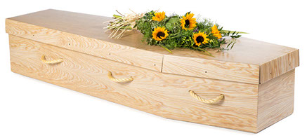 light wood grain card coffin